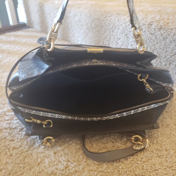 Coach Dreamer 36 Color Block Exotic Gray and Black Leather Satchel - Picture 5 of 7